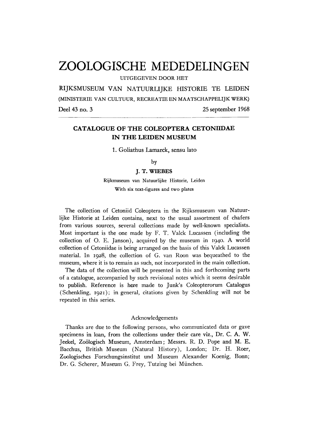 Zoologische Mededelingen