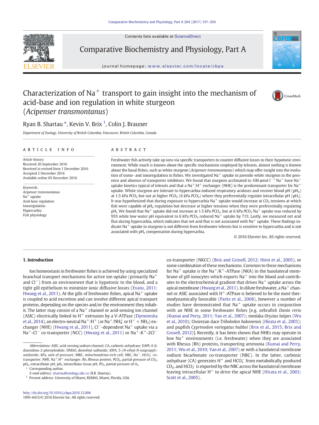 Characterization of Na+ Transport to Gain Insight Into the Mechanism of Acid-Base and Ion Regulation in White Sturgeon (Acipenser Transmontanus)