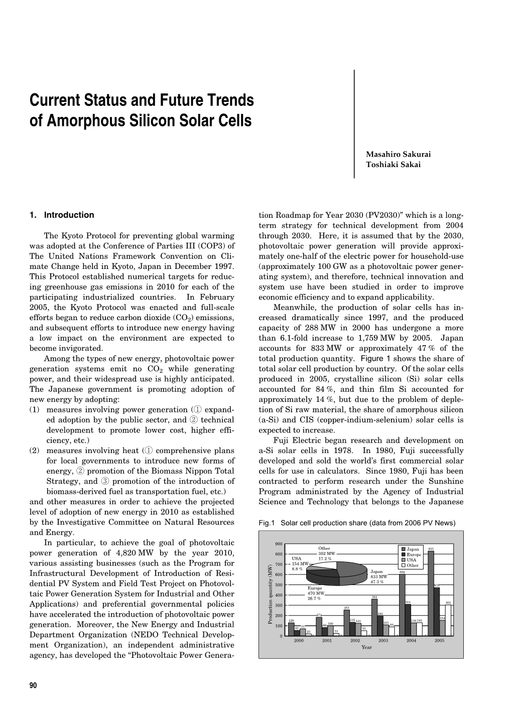 Current Status and Future Trends of Amorphous Silicon Solar Cells