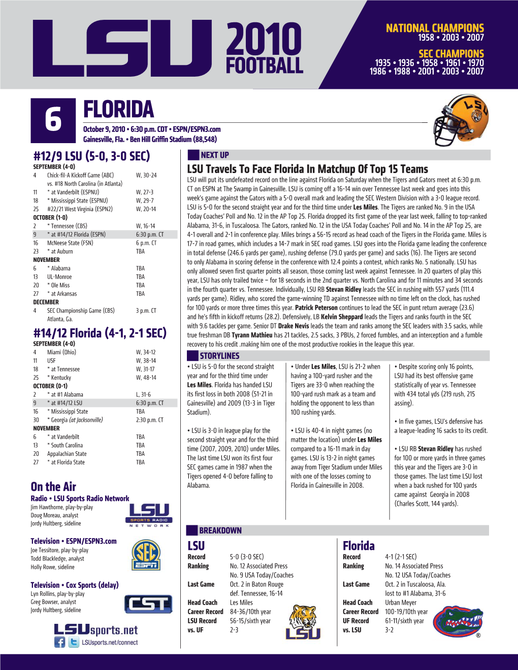 Game 6 Notes Vs. Florida (Monday).Indd
