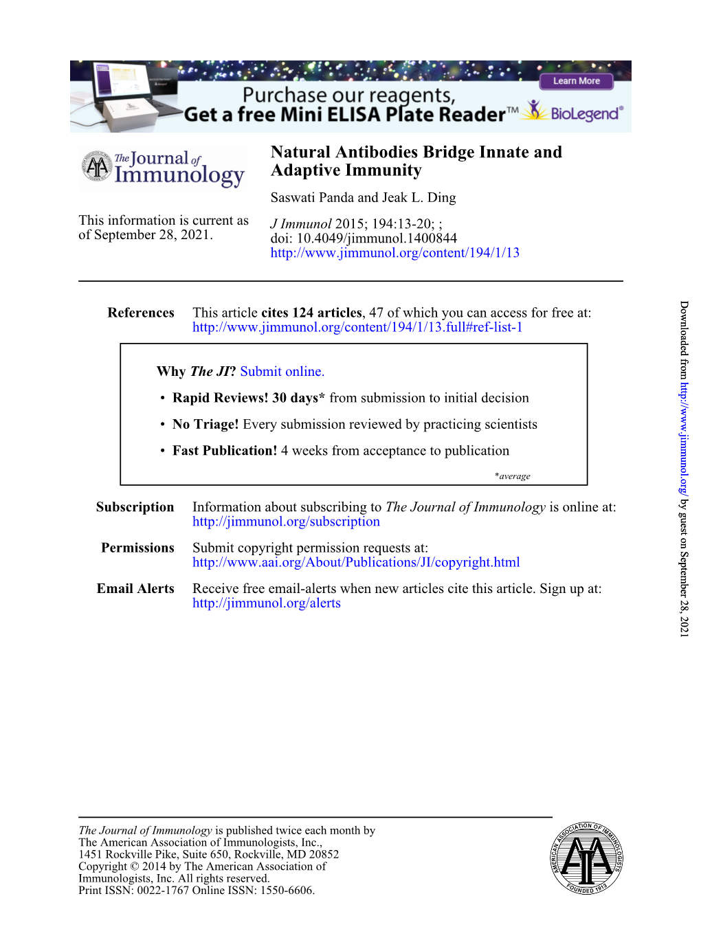 Adaptive Immunity Natural Antibodies Bridge Innate