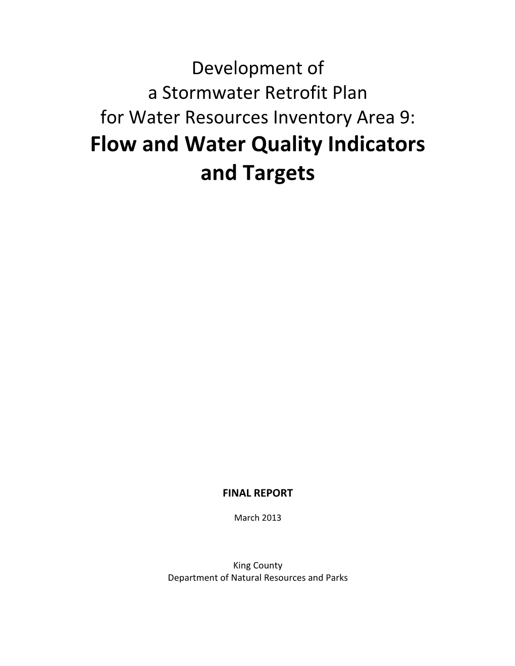 Final Report: Flow and Water Quality Indicators and Targets