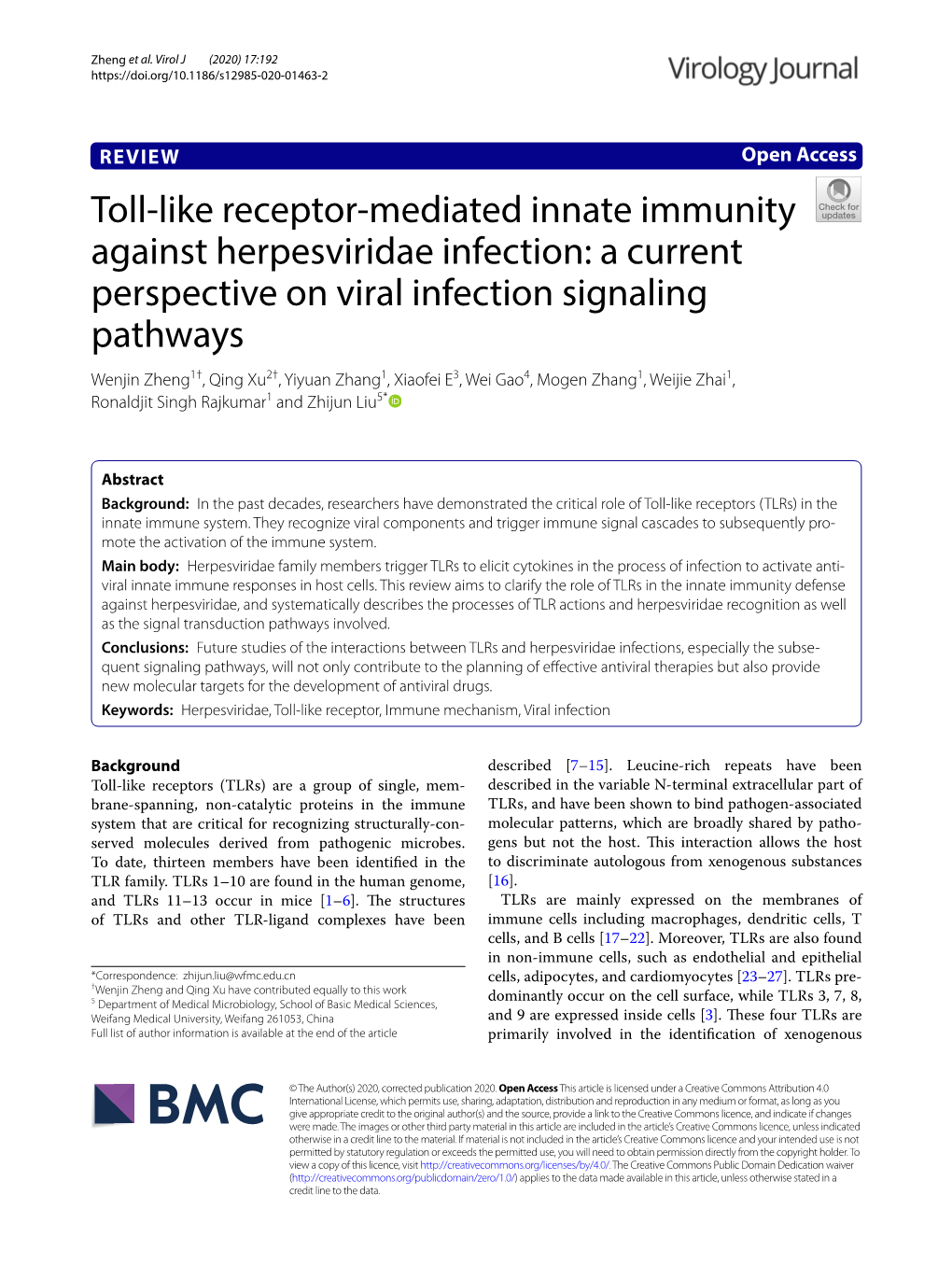 Toll-Like Receptor-Mediated Innate Immunity Against Herpesviridae