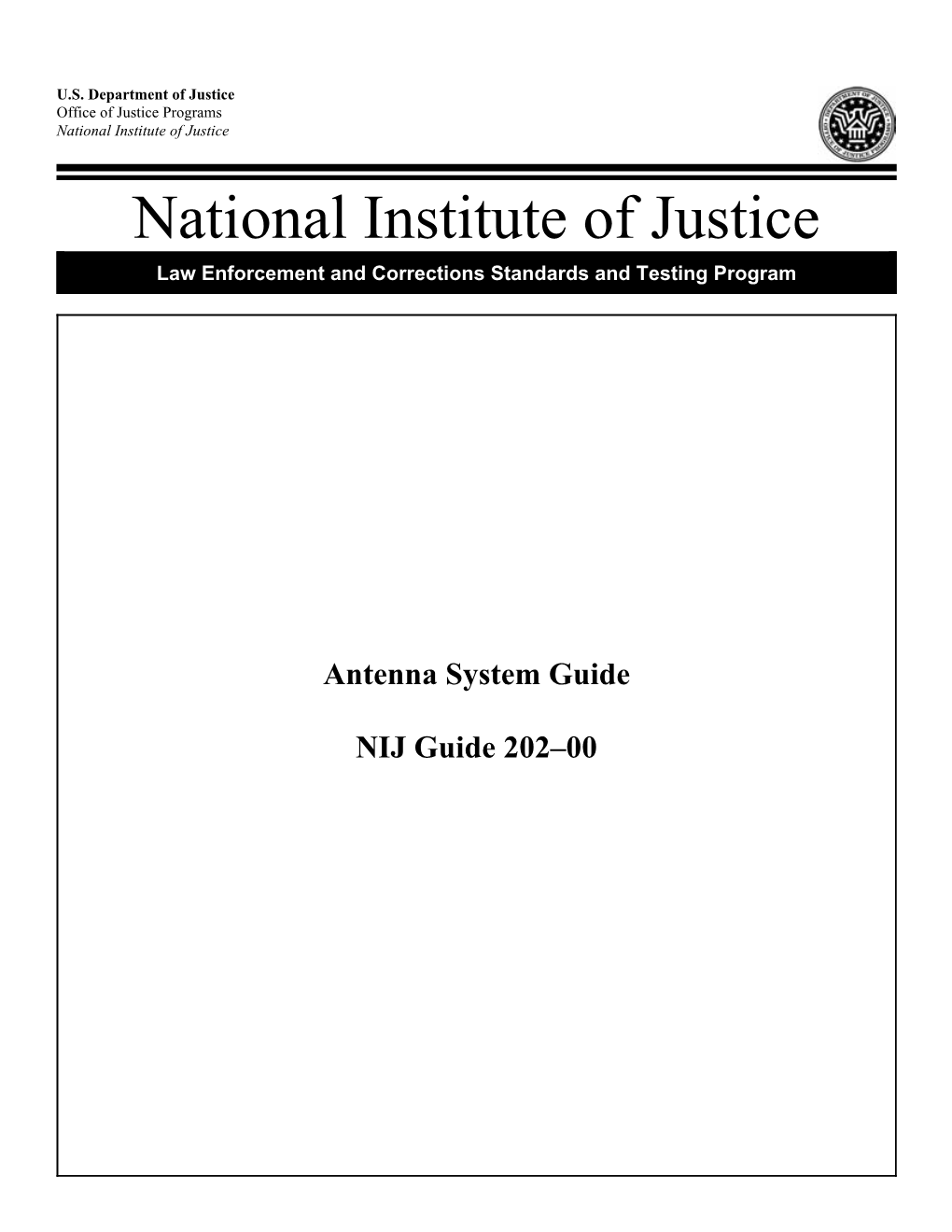 Antenna System Guide, NIJ Guide 202-00