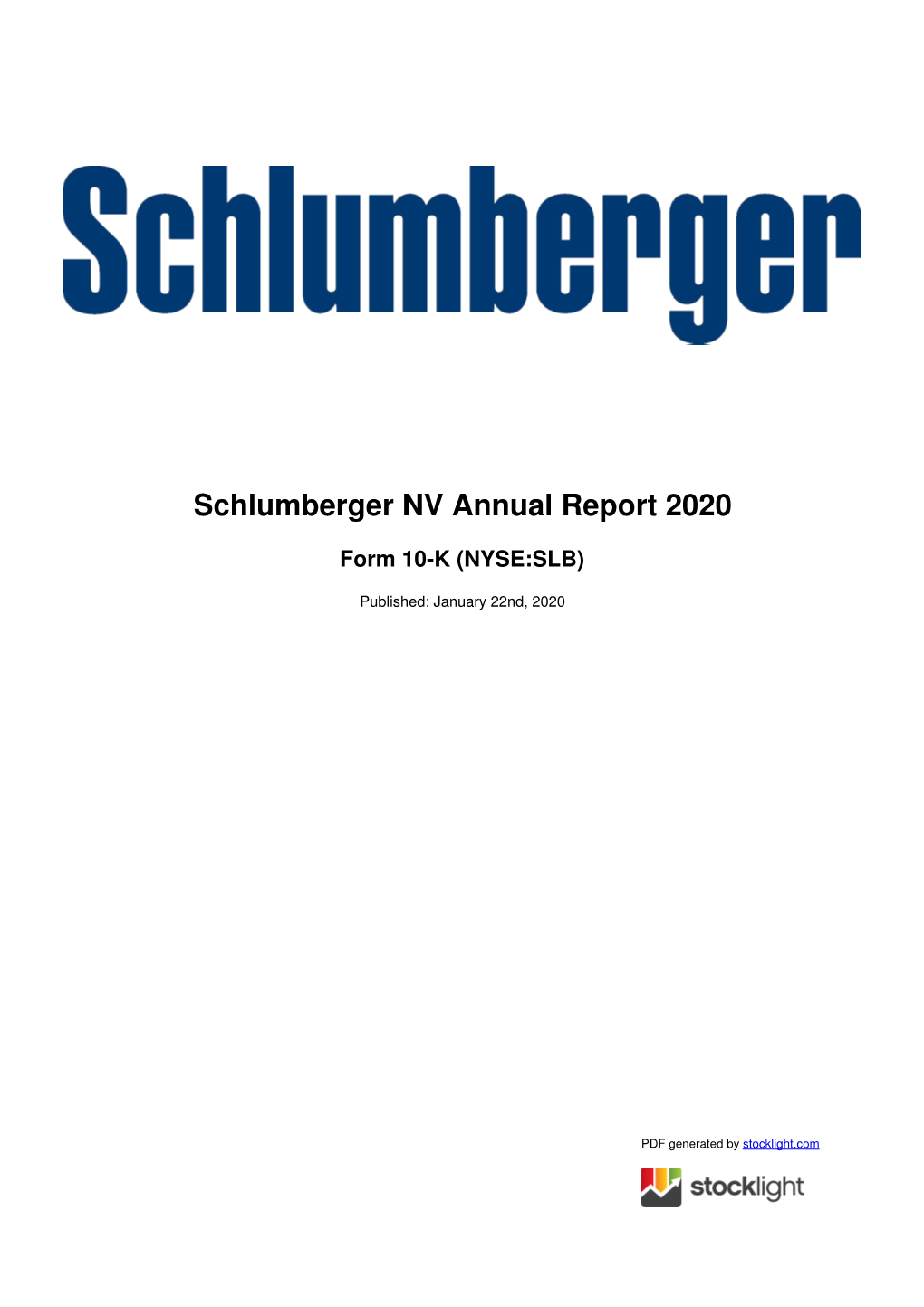 Schlumberger NV Annual Report 2020