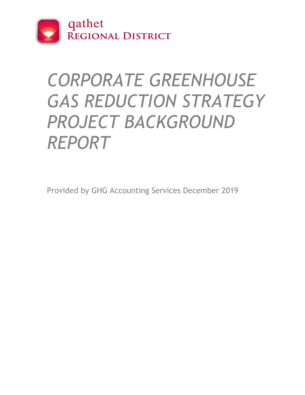 Corporate Greenhouse Gas Reduction Strategy Project Background Report
