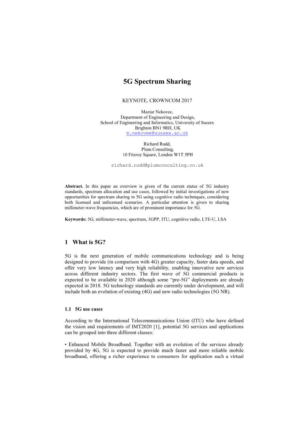 5G Spectrum Sharing