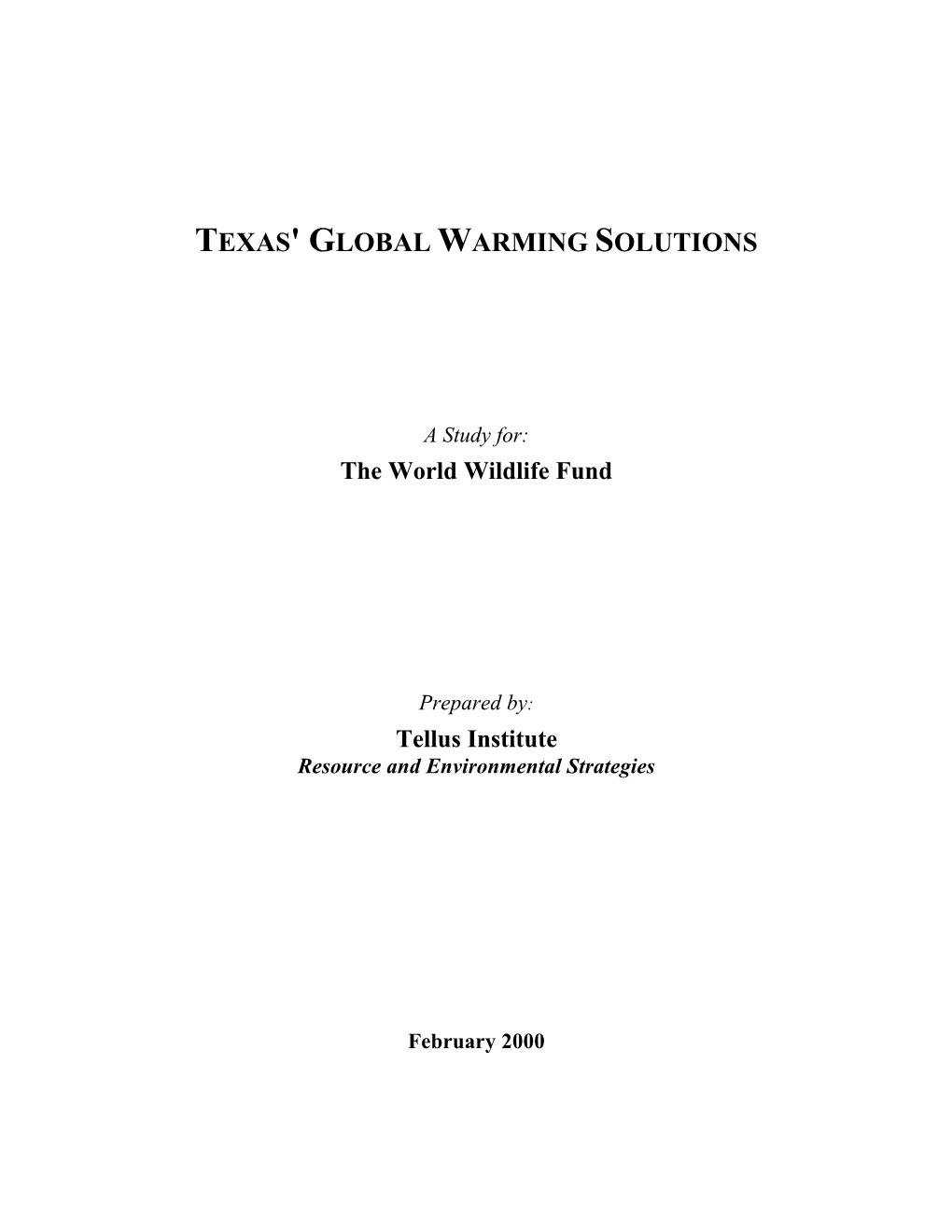 Texas' Global Warming Solutions