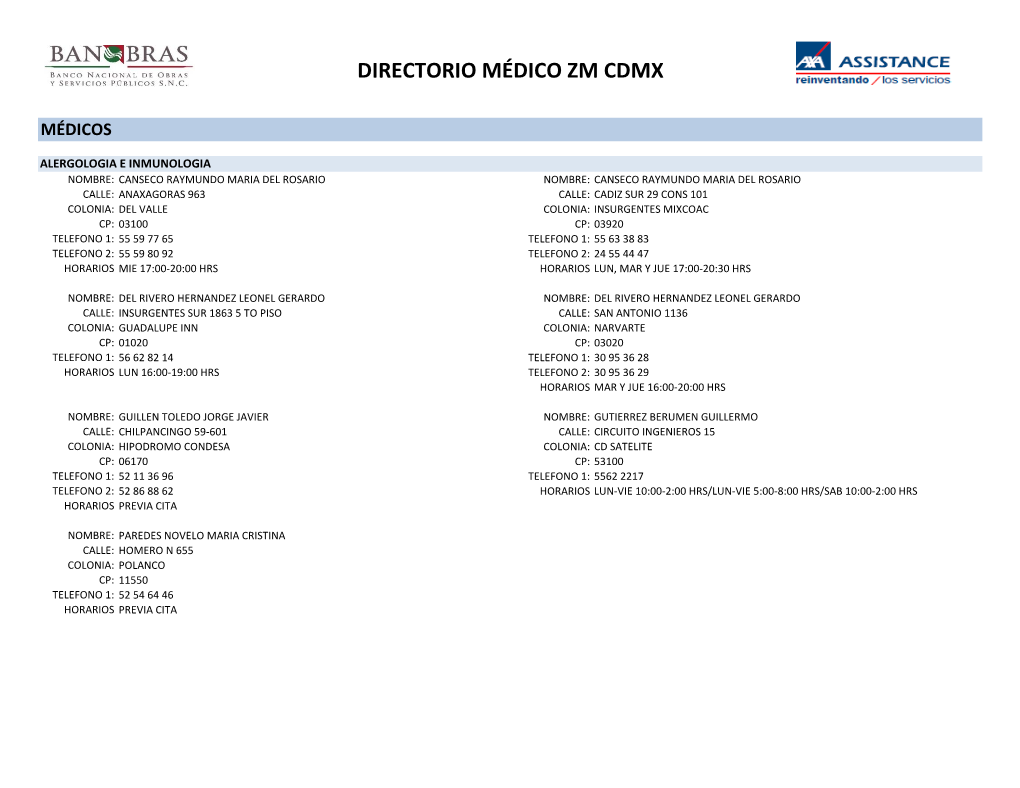 Directorio Médico Zm Cdmx