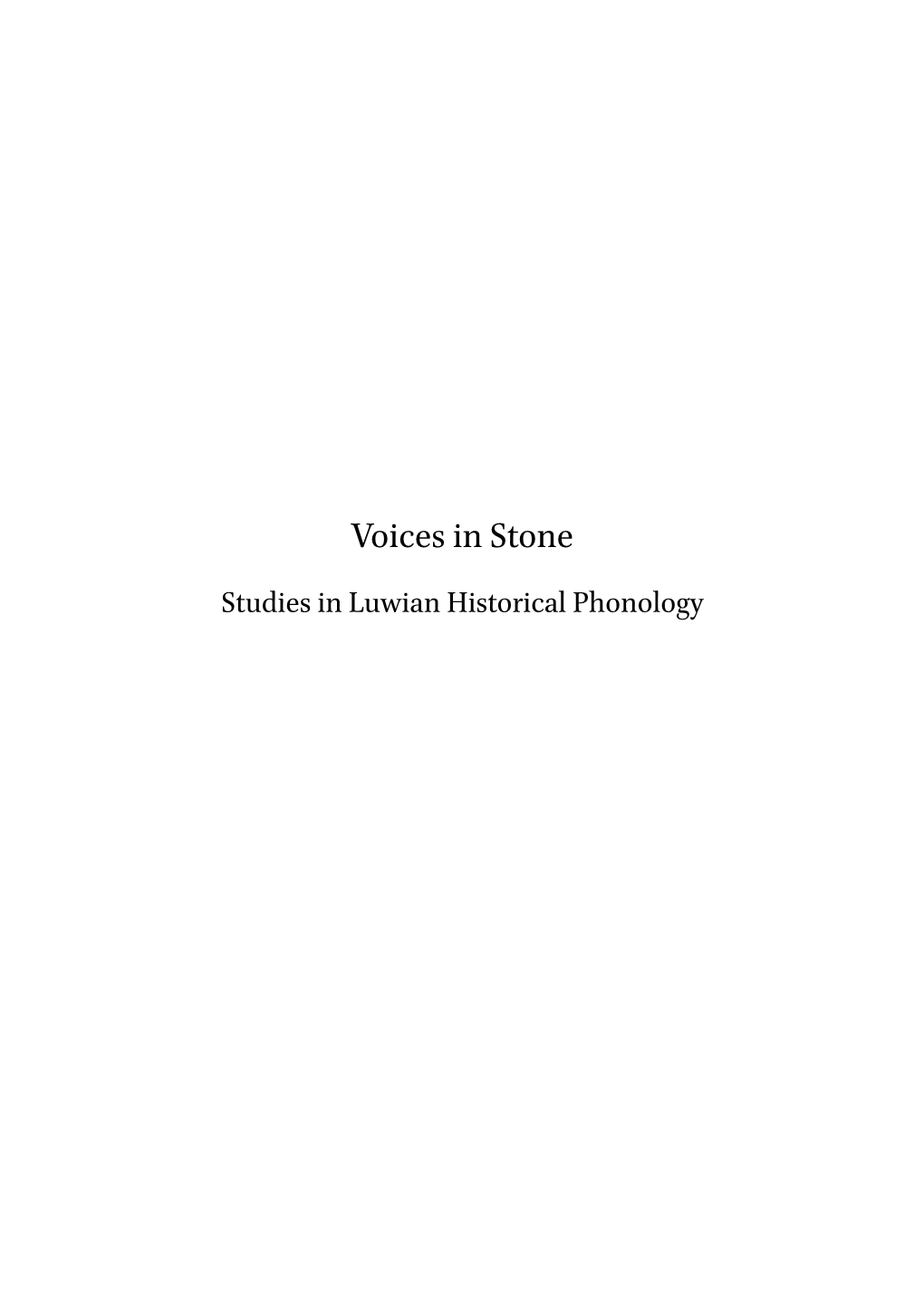 Voices in Stone