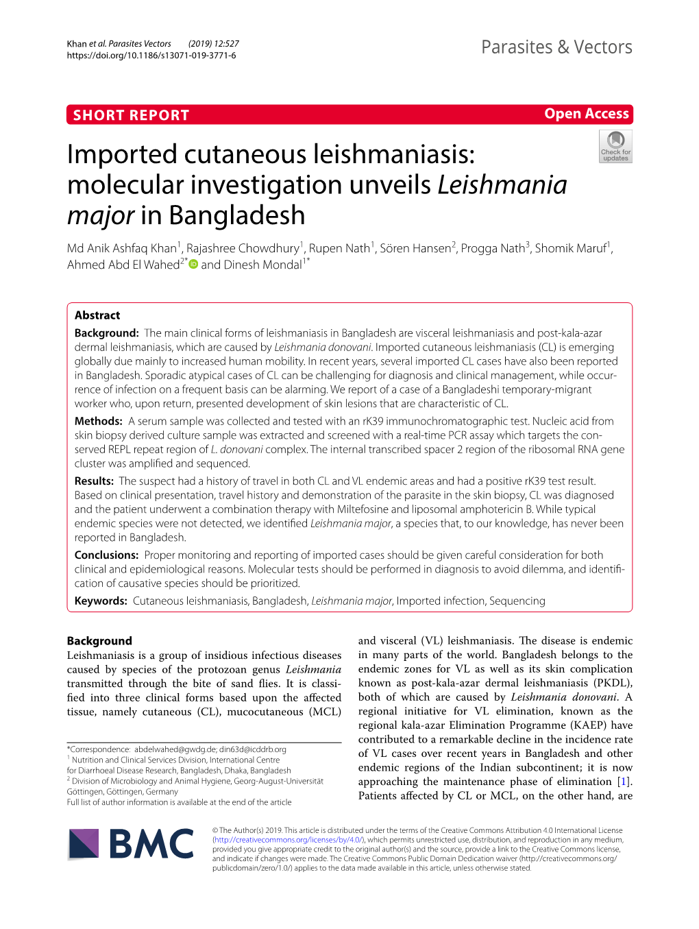 Imported Cutaneous Leishmaniasis