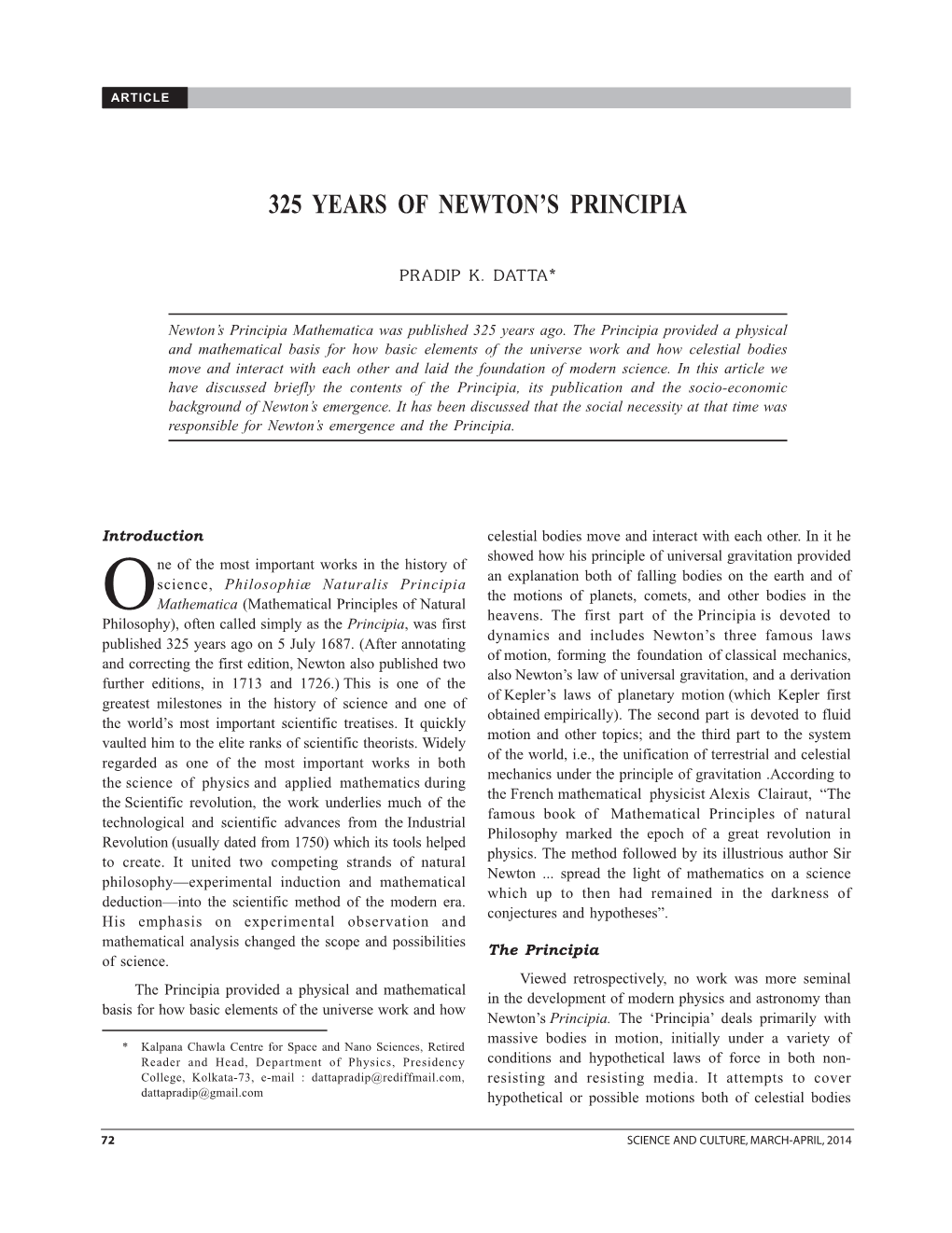 325 Years of Newtons Principia