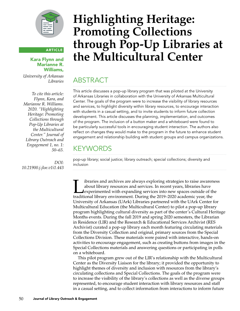 Highlighting Heritage: Promoting Collections Through Pop-Up Libraries at the Multicultural Center