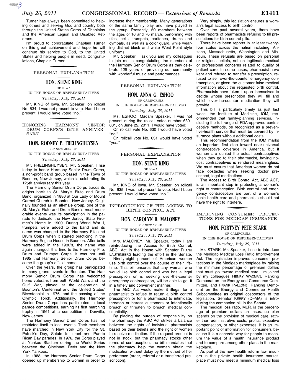 CONGRESSIONAL RECORD— Extensions of Remarks E1411 HON