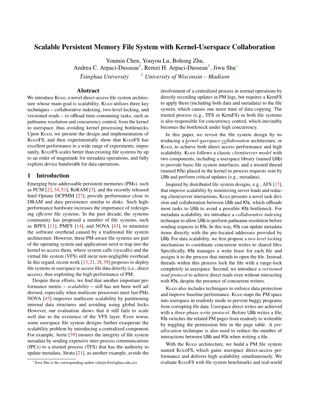 Scalable Persistent Memory File System with Kernel-Userspace Collaboration