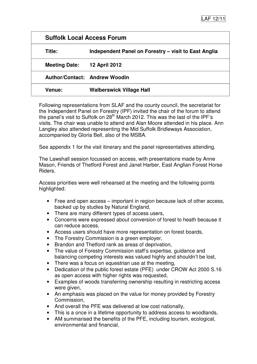 Suffolk Local Access Forum