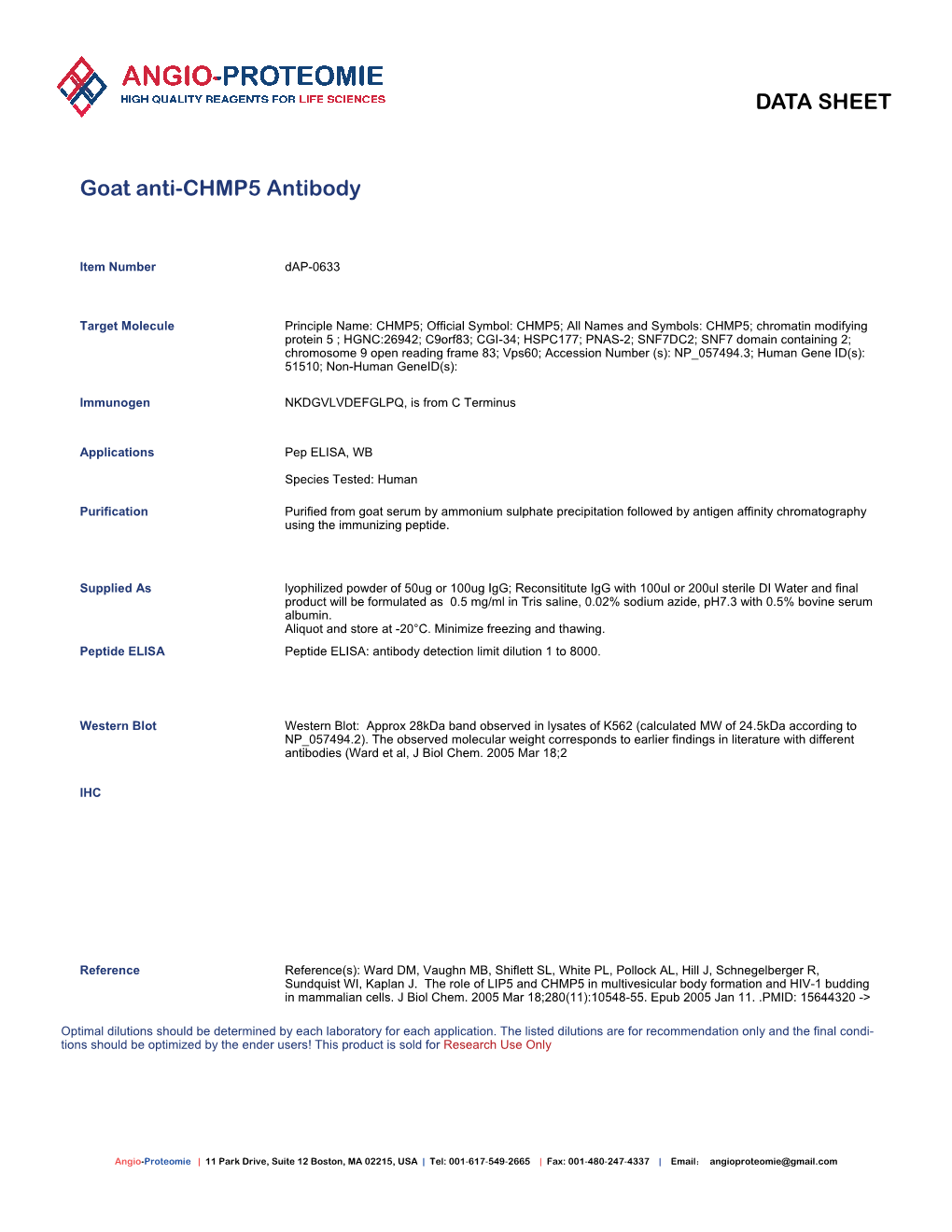 Dap-0633 Goat Anti-CHMP5 Antibody-PDF.Pdf