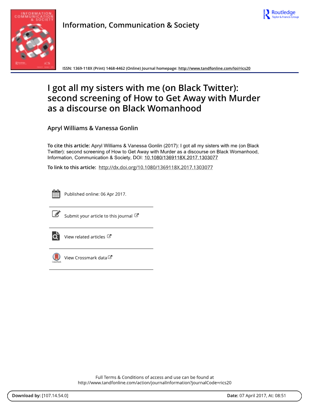 (On Black Twitter): Second Screening of How to Get Away with Murder As a Discourse on Black Womanhood