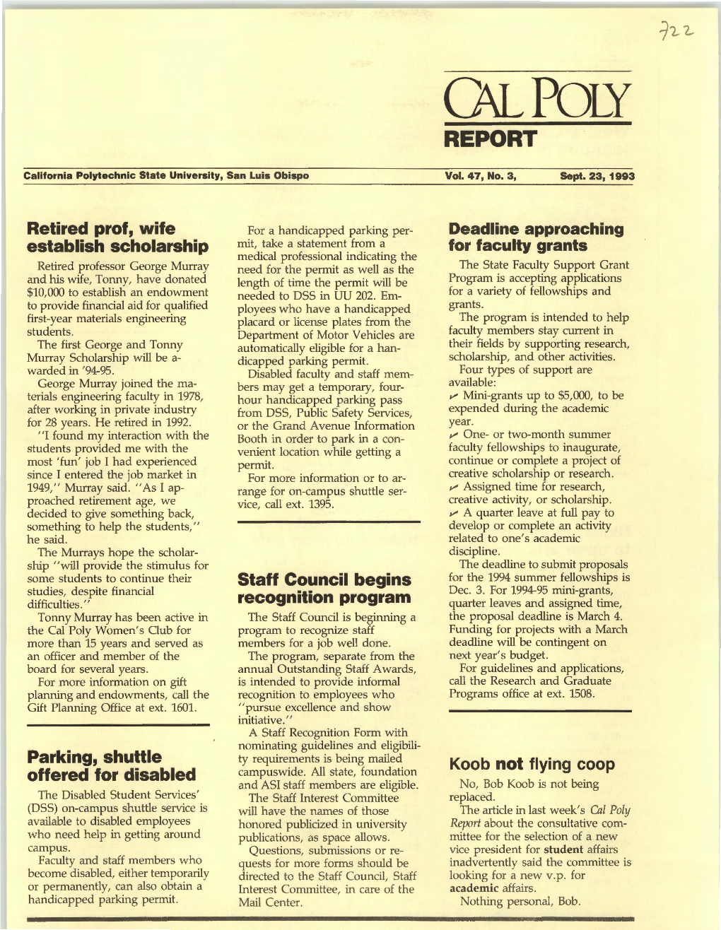 September 23, 1993 Cal Poly Report