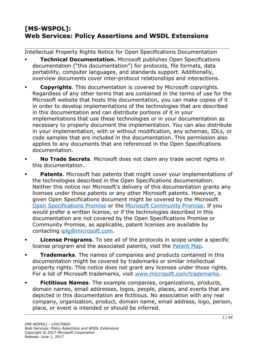 Web Services: Policy Assertions and WSDL Extensions