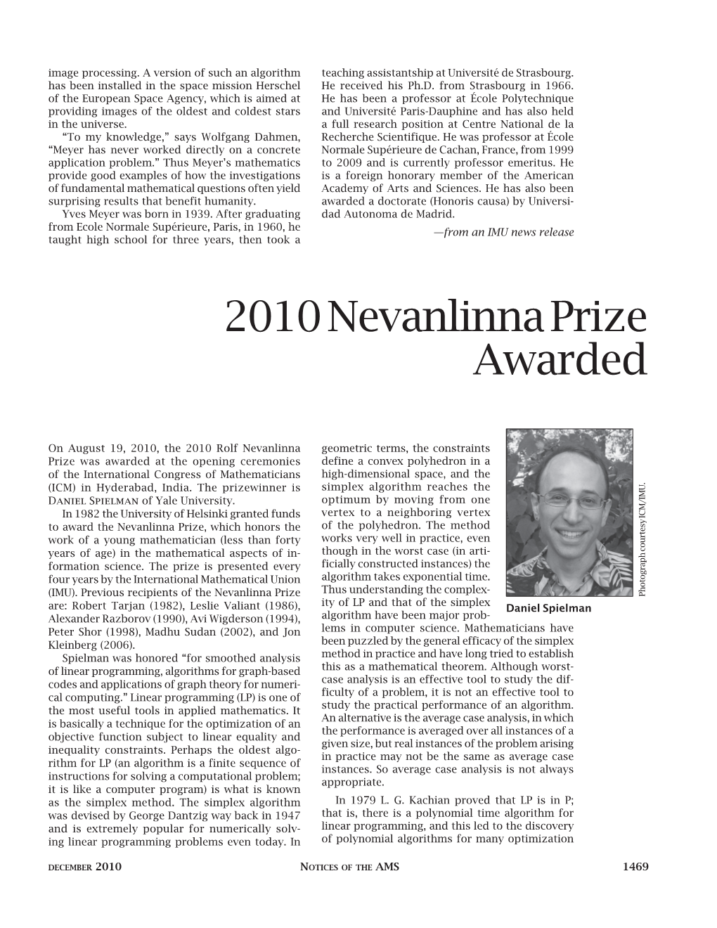 2010 Nevanlinna Prize Awarded