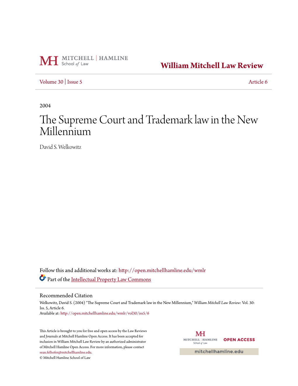 The Supreme Court and Trademark Law in the New Millennium