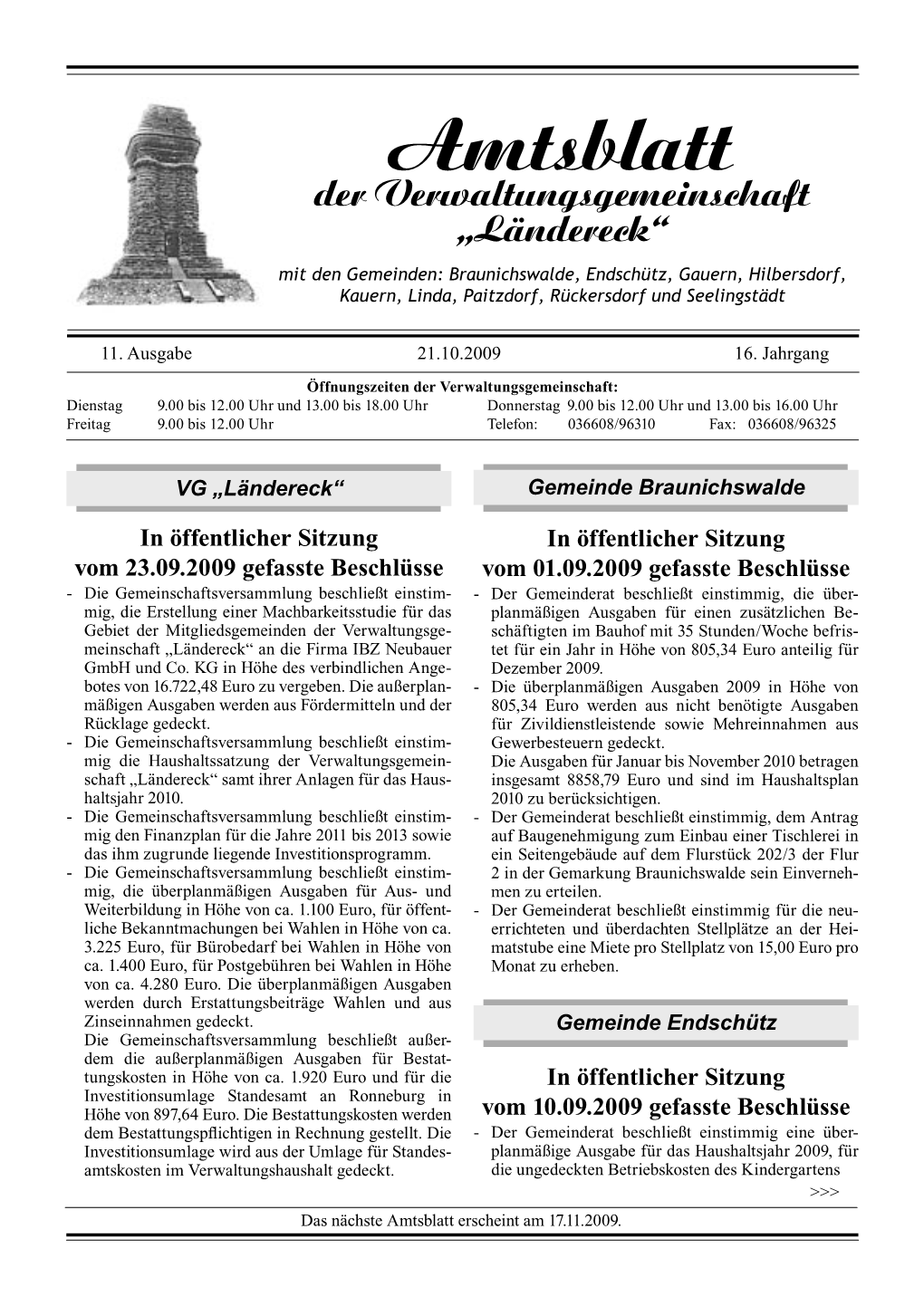 Amtsblatt Oktober 2009