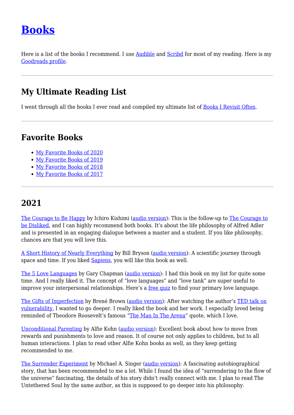 My Ultimate Reading List Favorite Books 2021