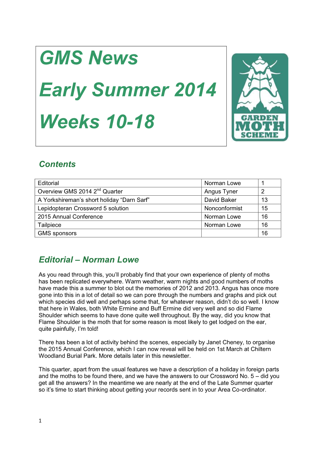 GMS News Early Summer 2014 Weeks 10-18