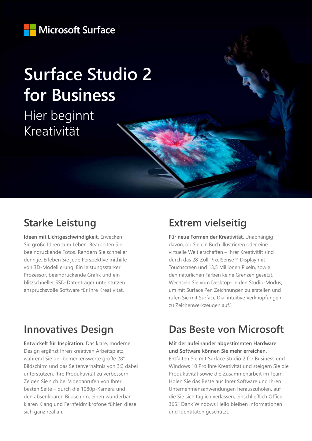 Surface Studio 2 for Business Hier Beginnt Kreativität