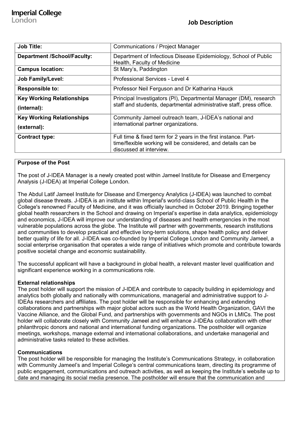 Communications Or Project Manager JD.PS.Pdf