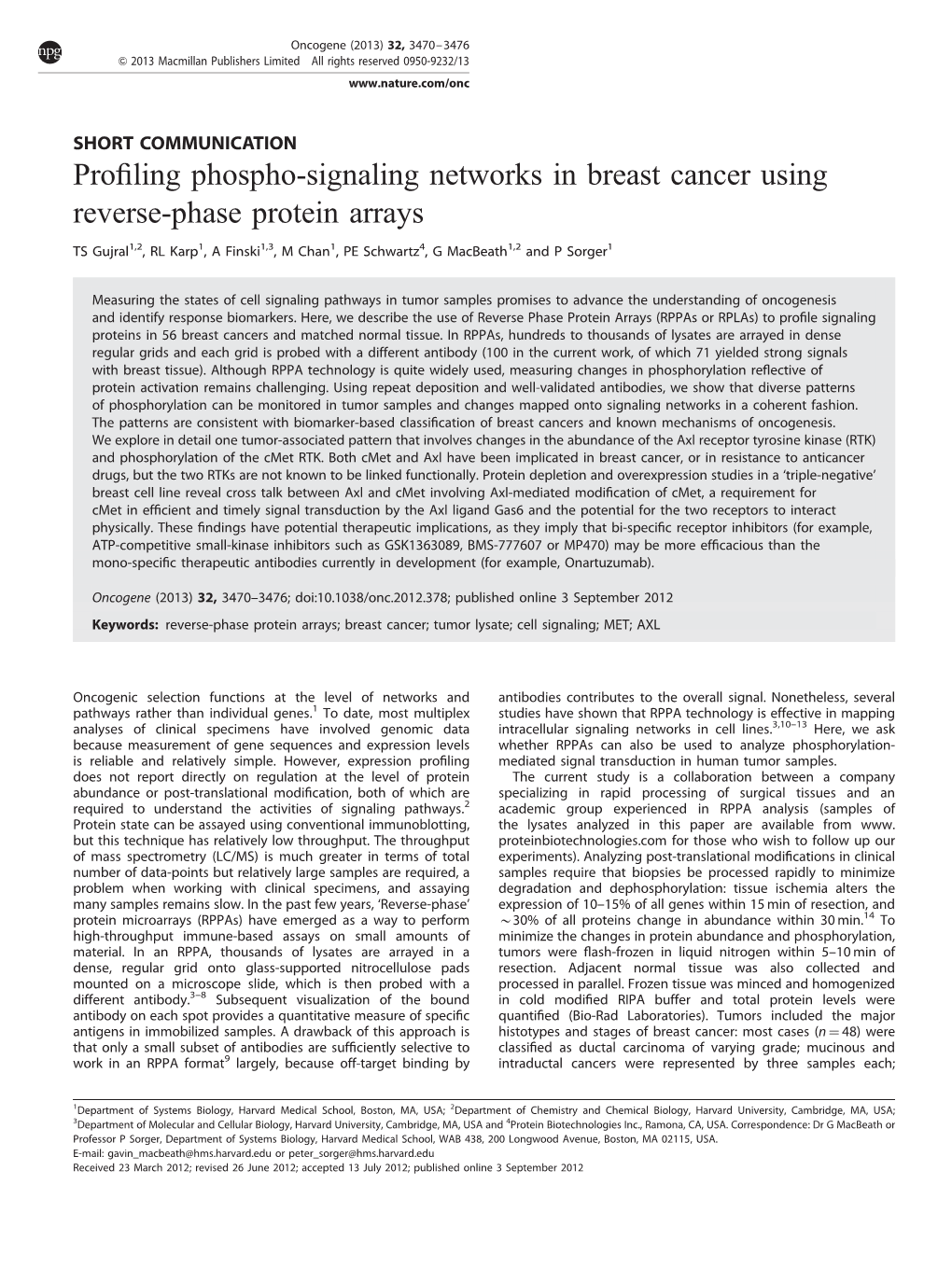 Profiling Phospho-Signaling Networks in Breast Cancer Using Reverse