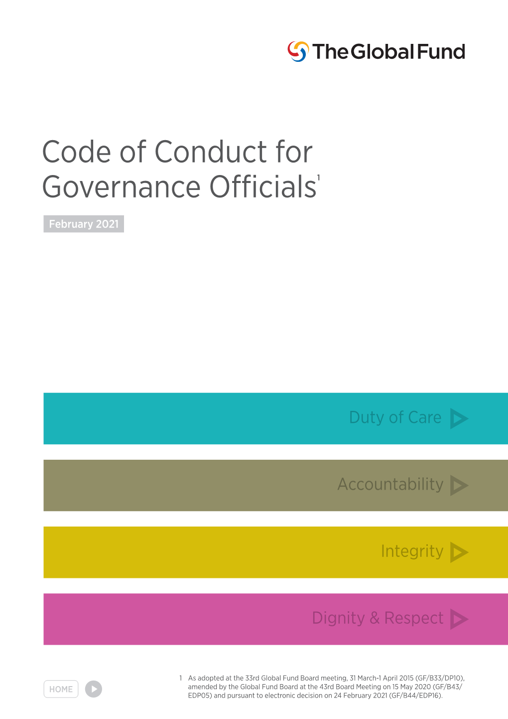 Code of Conduct for Governance Officials1