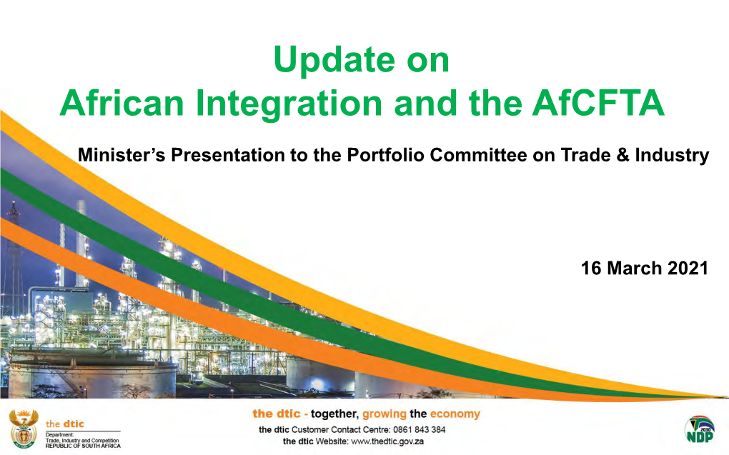 Update on African Integration and the Afcfta