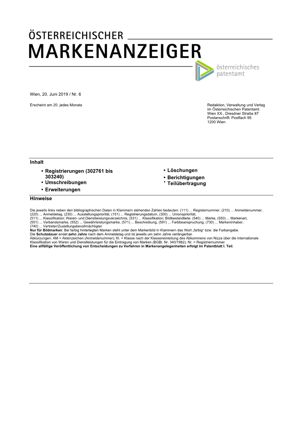 Registrierungen (302761 Bis 303240) • Umschreibungen • Erweiterungen