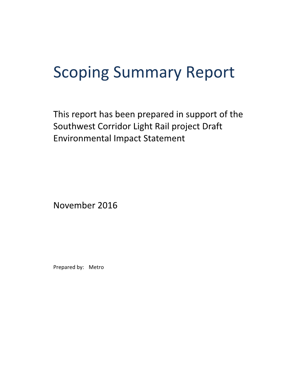 Scoping Summary Report
