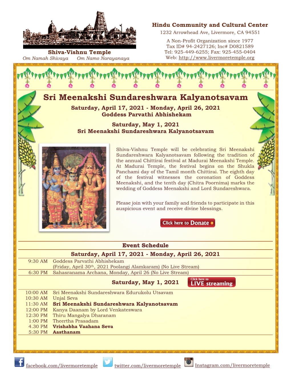 Sri Meenakshi Sundareshwara Kalyanotsavam