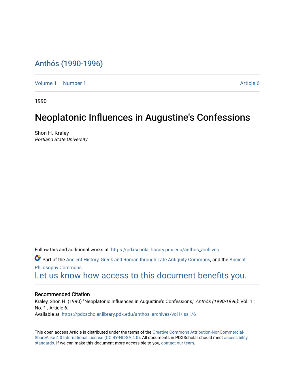 Neoplatonic Influences in Augustine's Confessions