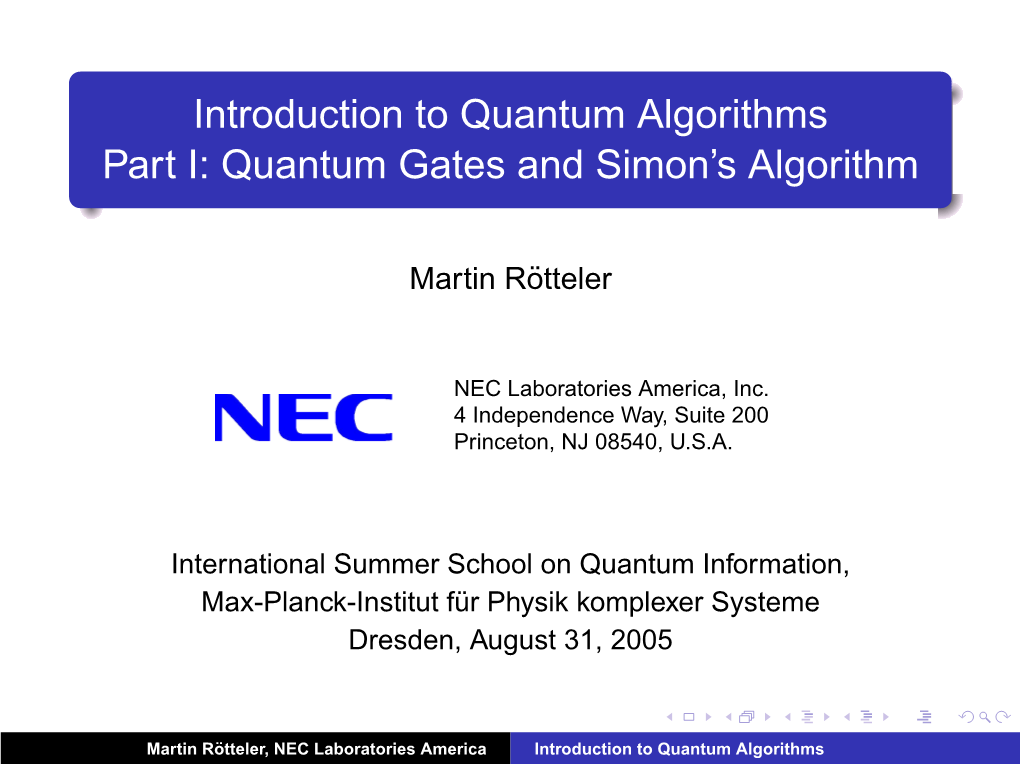 Quantum Gates and Simon's Algorithm