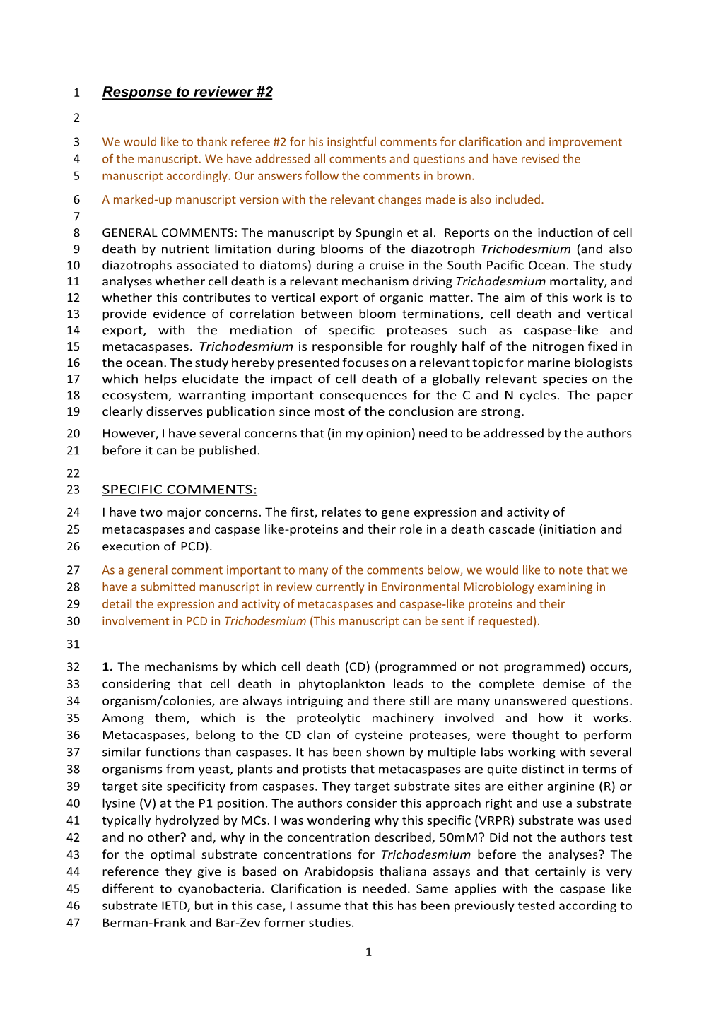 Response to Reviewer #2 2 3 We Would Like to Thank Referee #2 for His Insightful Comments for Clarification and Improvement 4 of the Manuscript