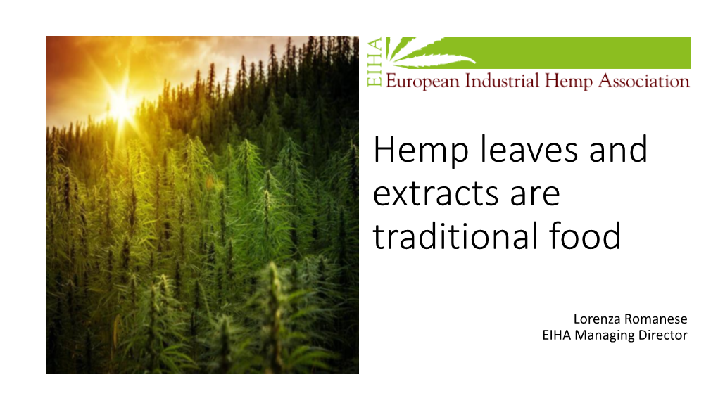 EIHA Presentation on Hemp Extracts