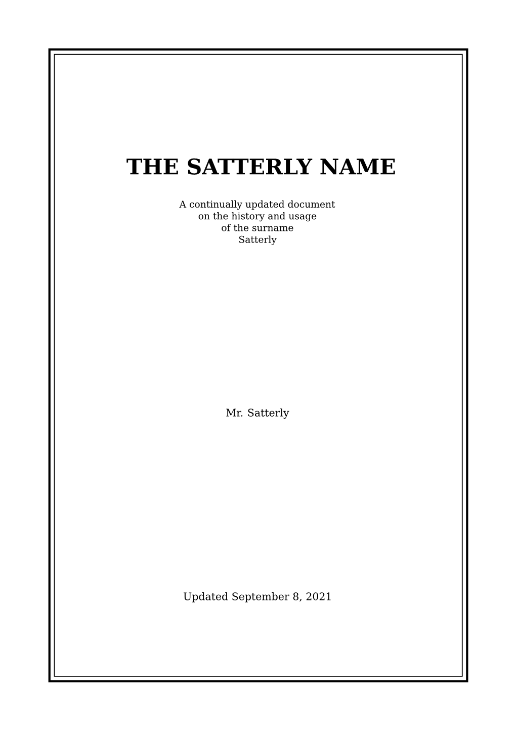 The Satterly Name