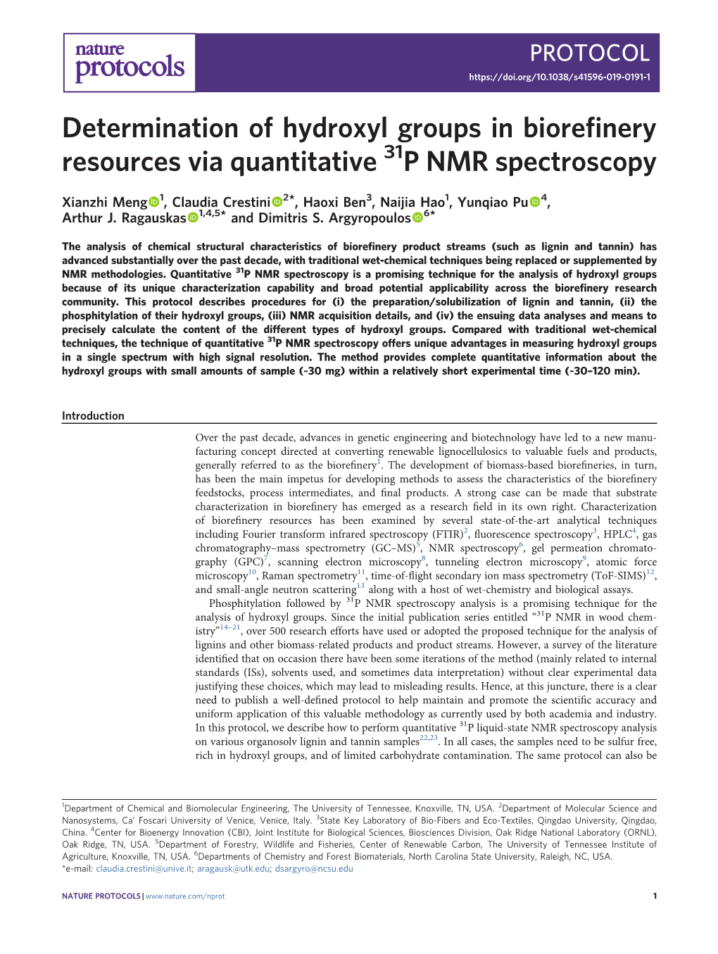 Determination of Hydroxyl Groups in Biorefinery Resources Via