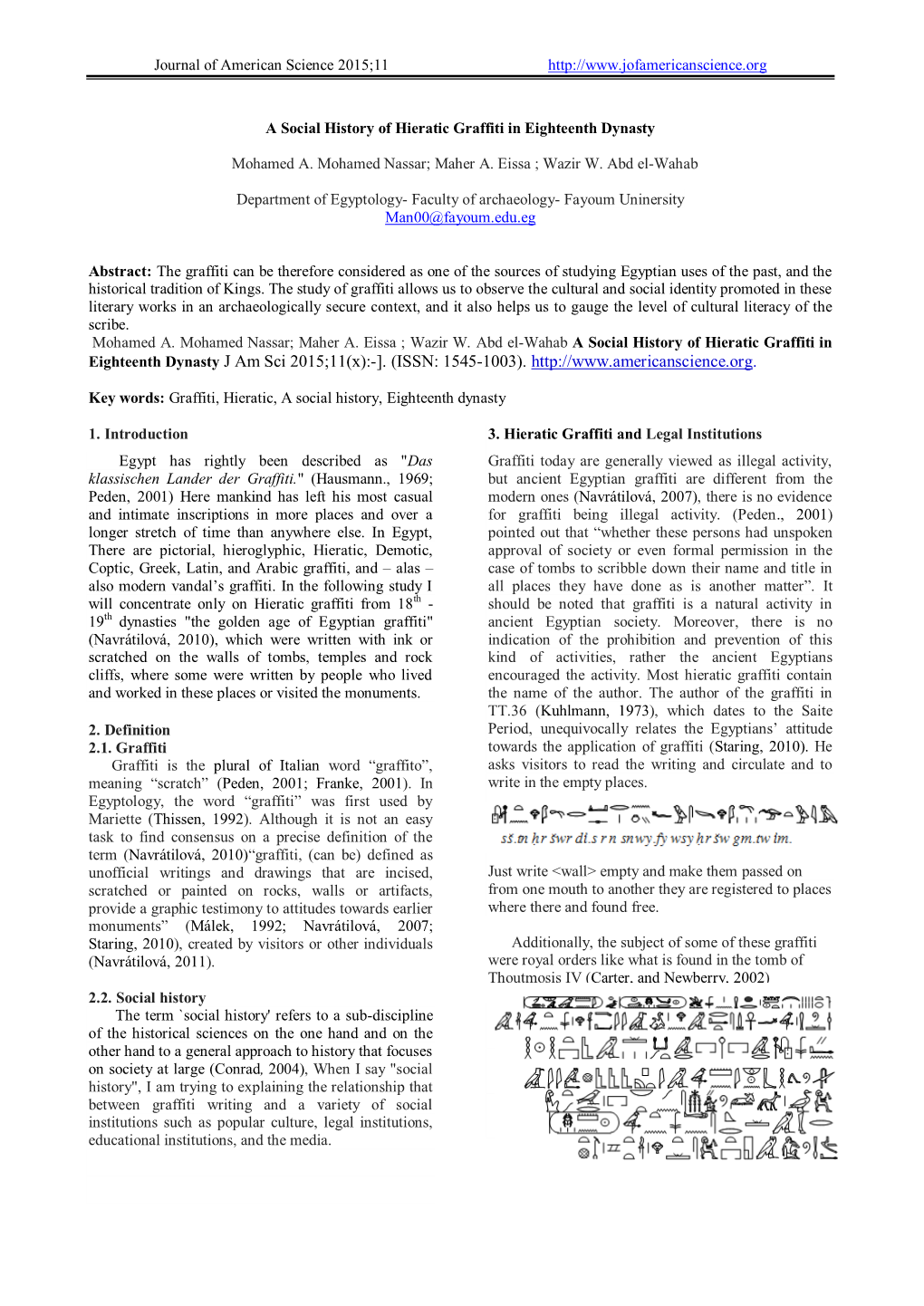 A Social History of Hieratic Graffiti in Eighteenth Dynasty