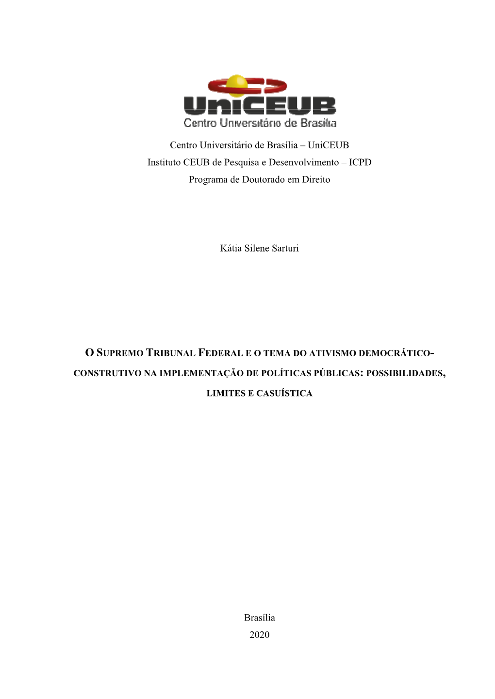 ICPD Programa De Doutorado Em Direito Kátia Silene Sarturi