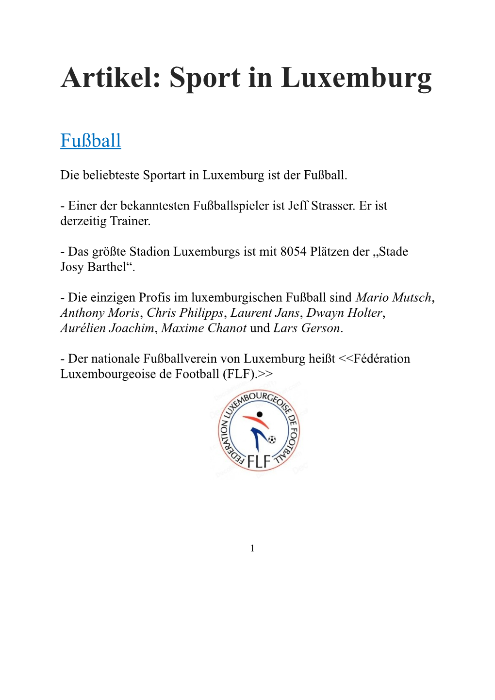 Artikel: Sport in Luxemburg