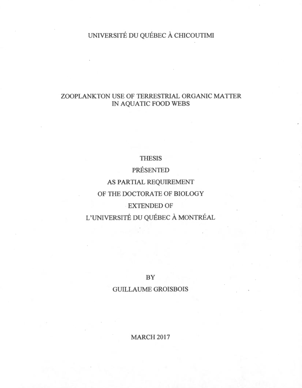 Zooplankton Use of Terrestrial Organic Matter in Aquatic Food Webs