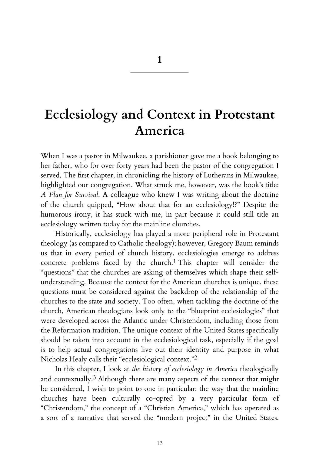 Ecclesiology and Context in Protestant America