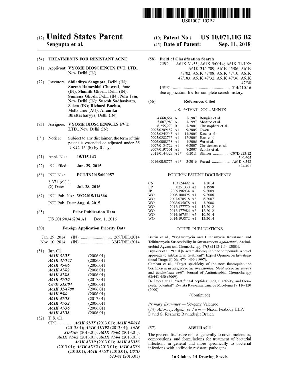 IIIIIIIIIIIIIIIIIIIIIIIIIIIUS010071103B2 (12 ) United States Patent ( 10) Patent No