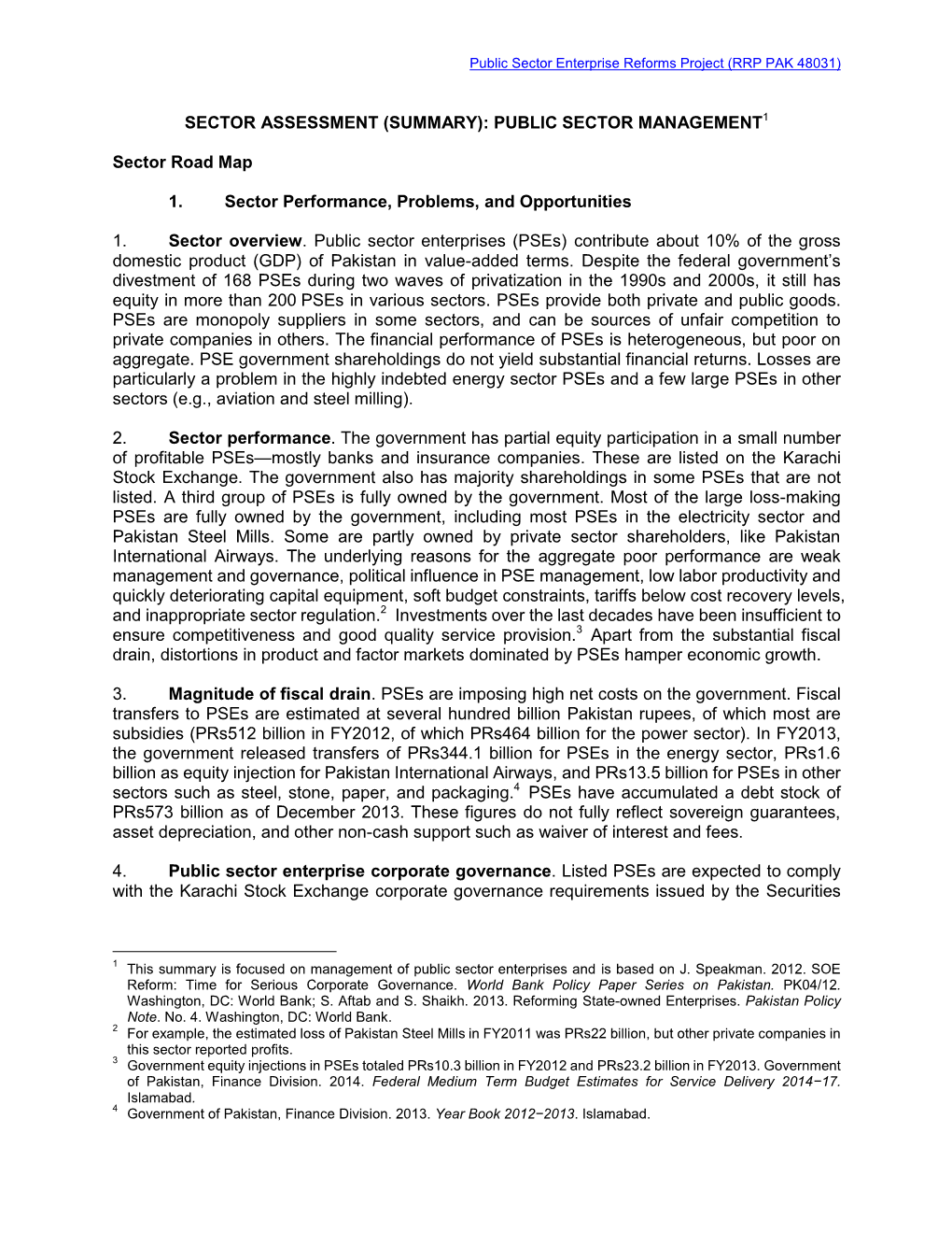 Sector Assessment (Summary): Public Sector Management1